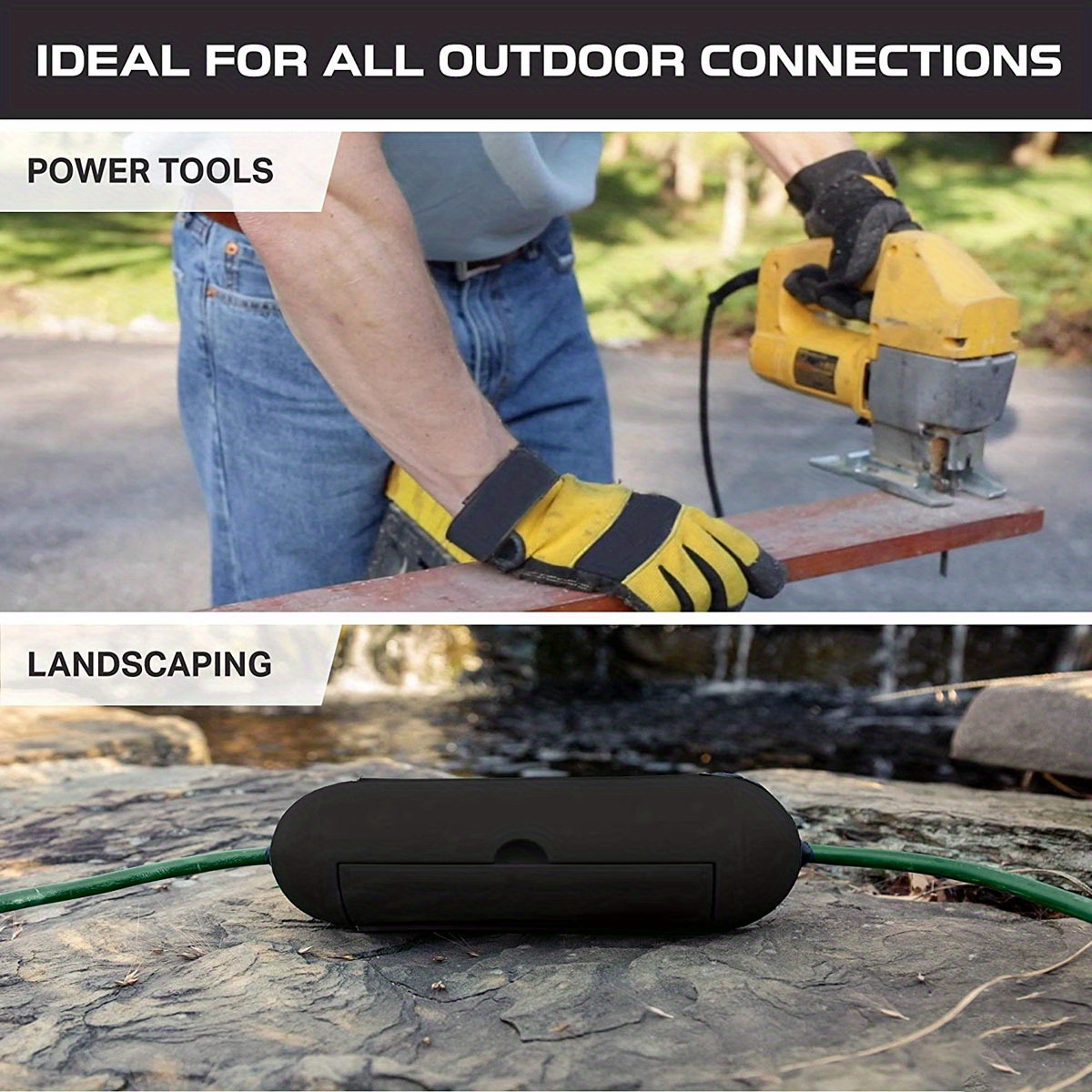 50 ft Extension Cord with Connector Safety Seal Protector Weatherproof -  Rated for Outdoors - EasyLife Tech by FAMATEL