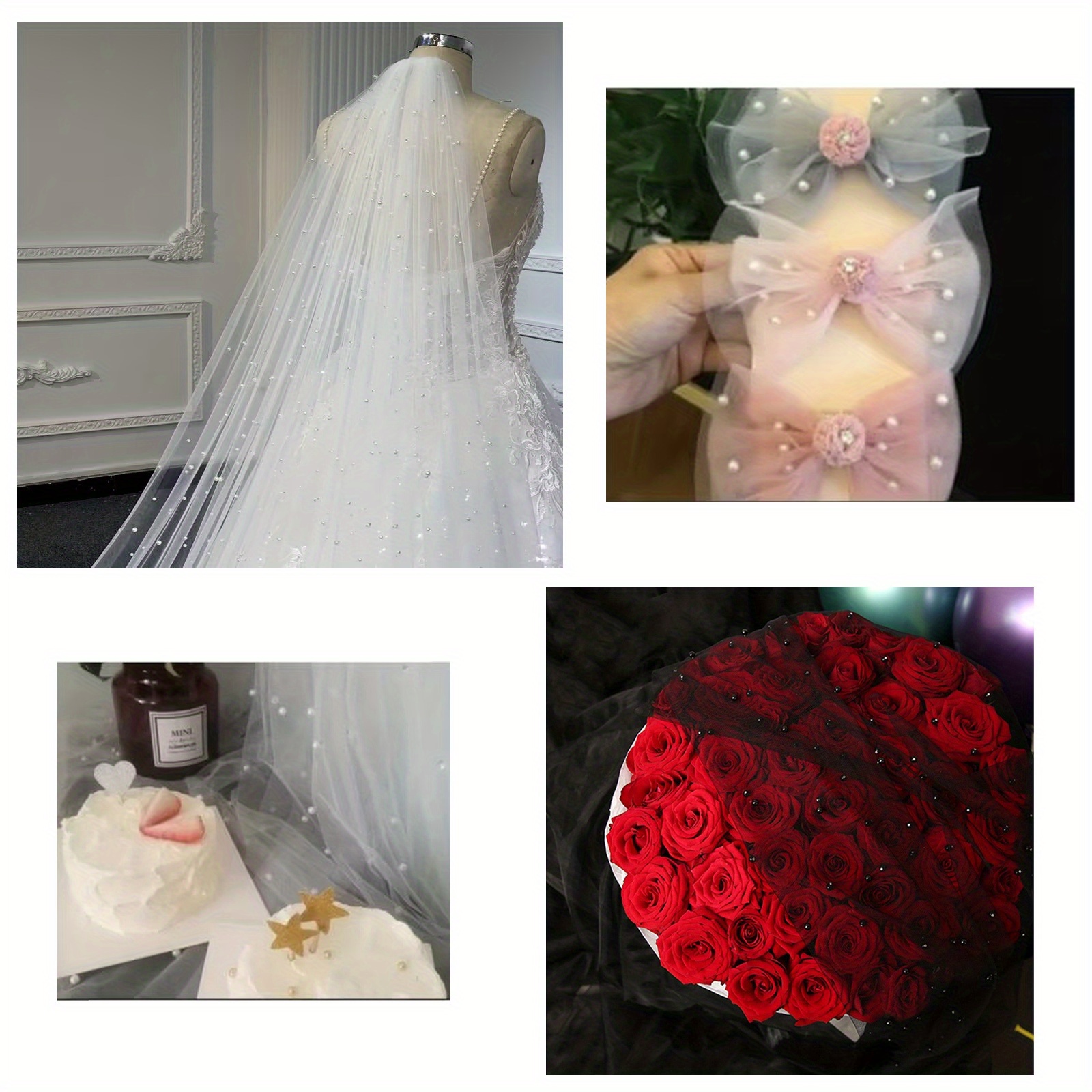 Romantic Pearl Mesh Lace Fabric Table Wedding Arch - Temu