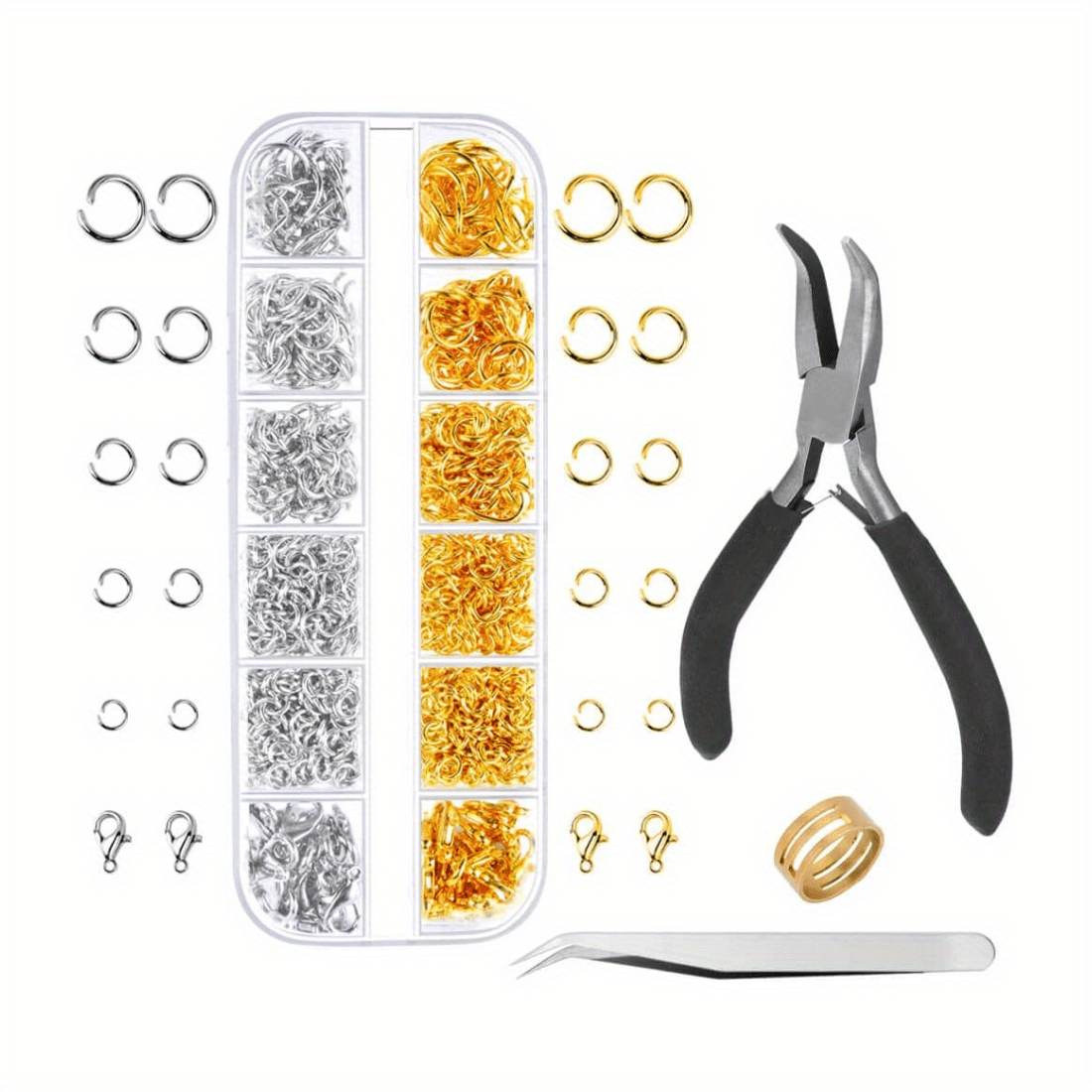 440pcs/set Earring Hooks, Jump Rings, Lobster Clasps For Diy Jewelry Making  Gold And Silver Plated