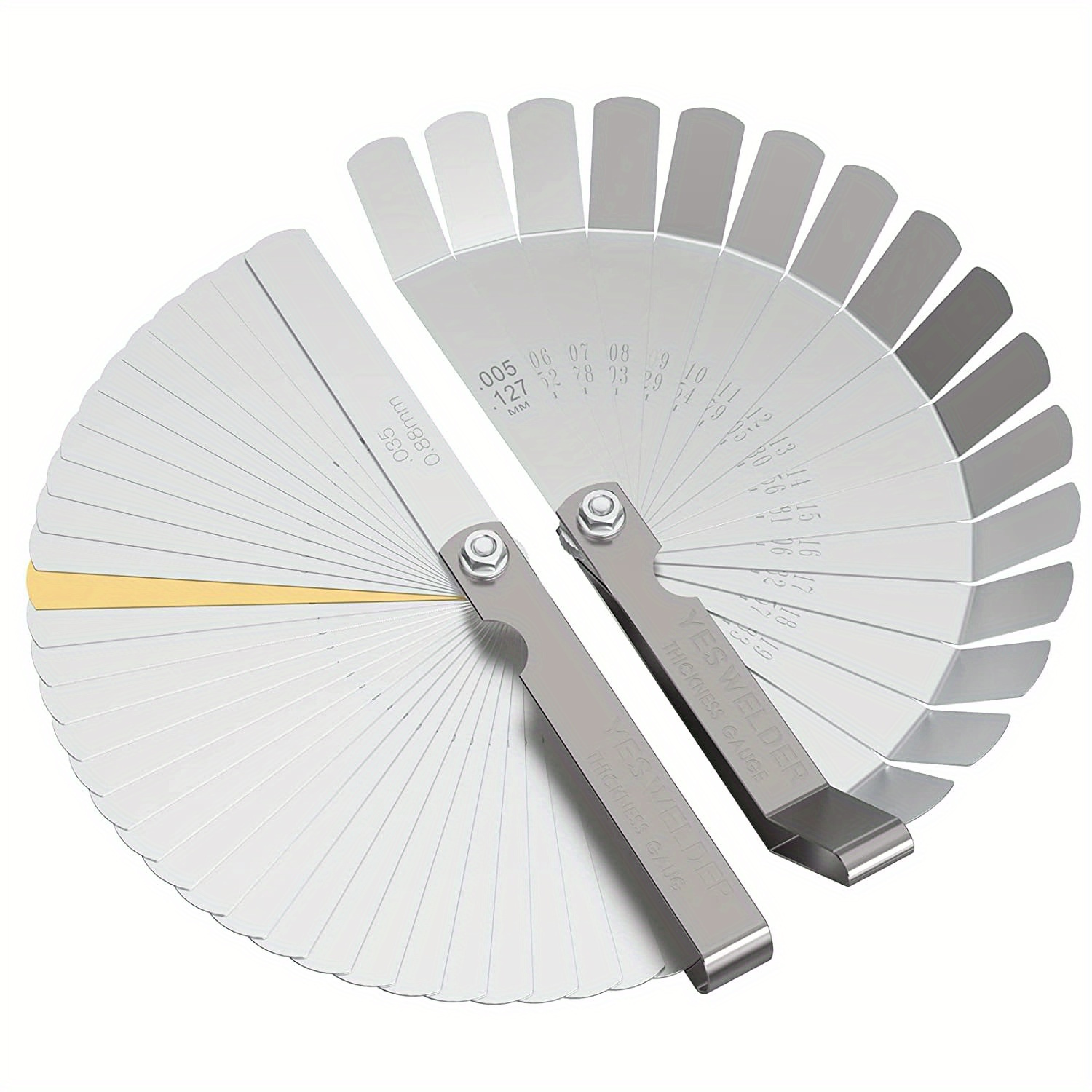 32 Blades Steel Feeler Gauge Dual Marked Metric Imperial Measuring Tool