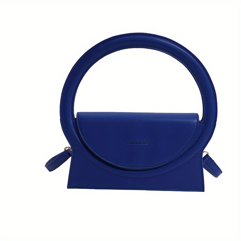 Navy Round Handle Patent Leather Handbags Crossbody Purses