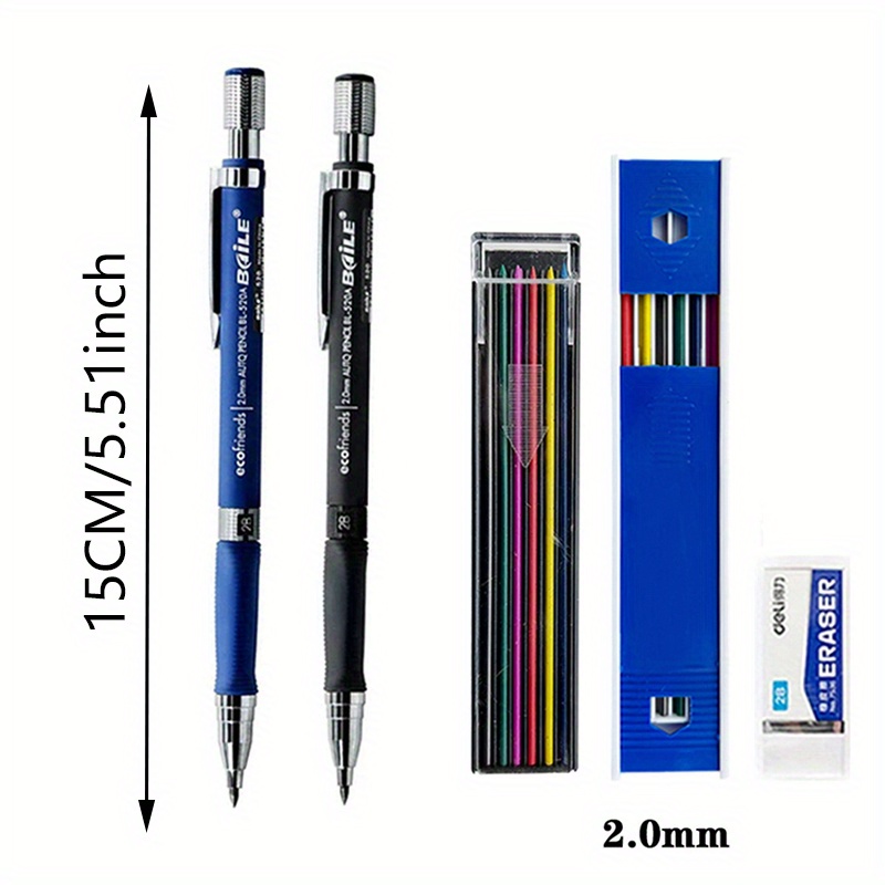 Office Mechanical Pencils 2 0mm 2b Core Holder Drafting Drawing Pencil Set 12 Pieces Cores