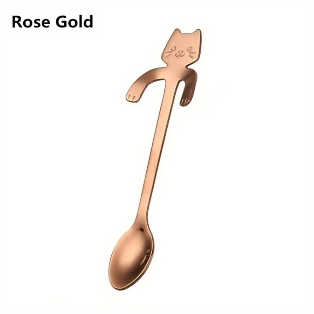 Cute Cat Face Stainless Steel Spoon Set - Perfect For Soup, Coffee