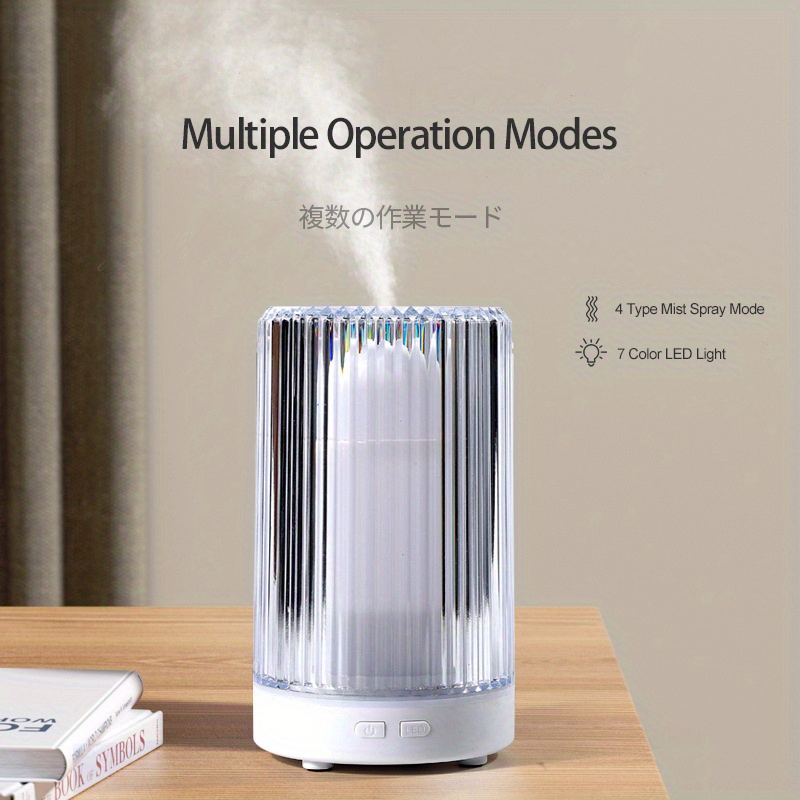 1pc essential oil diffusers 200ml ultrasonic aromatherapy oil diffuser cool mist crystal bpa free 7 colors changed led with waterless auto off timer setting for home yoga office large room white details 2