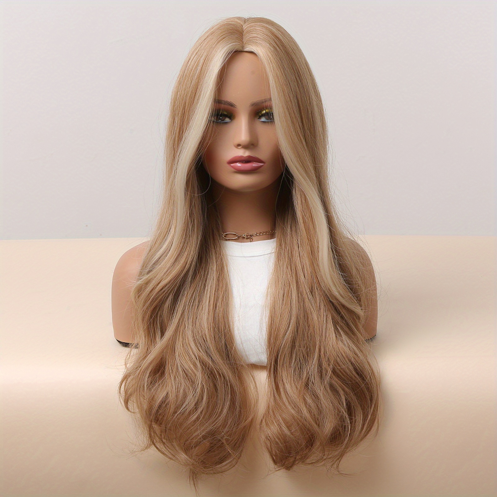 TEMU 26 Inch Blonde Long Body Wave Hair Wig - Perfect For Daily Wear, Parties, And Cosplay - Soft And Natural Curly Wavy Hair Replacement