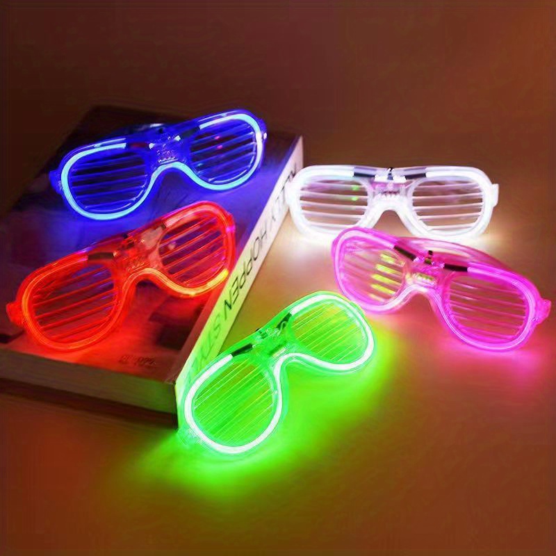 Max Fun Gafas con luz LED, juguetes de plástico para persianas, anteojos  intermitentes que brillan en la oscuridad, gafas de sol, suministros para