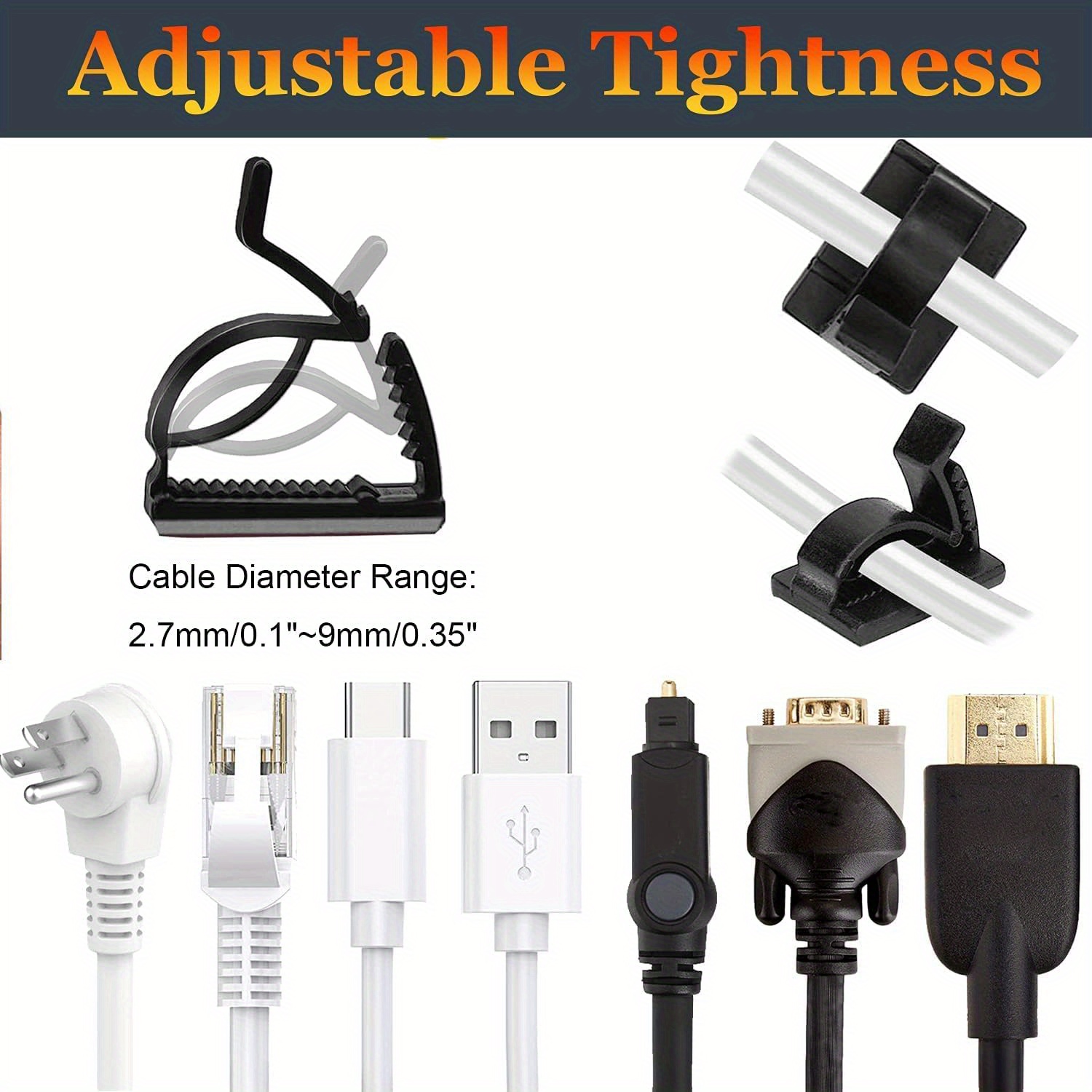 Upgraded Adjustable Cable Management Clips Adhesive Cable Temu