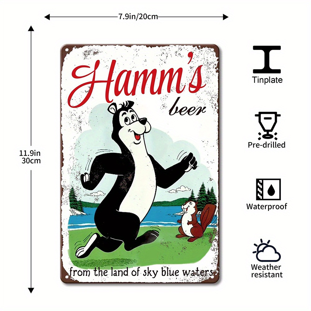1pc Metal Tin Signs Vintage 1956 Hamms Beer Fishing Reproduction Sign 8x12  Inch Wall Plaque Retro Club Pub Bar Poster, Today's Best Daily Deals
