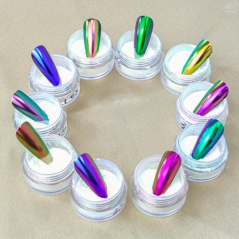 Chrome Nail Powder Mirror Effect Holographic Aurora - Temu