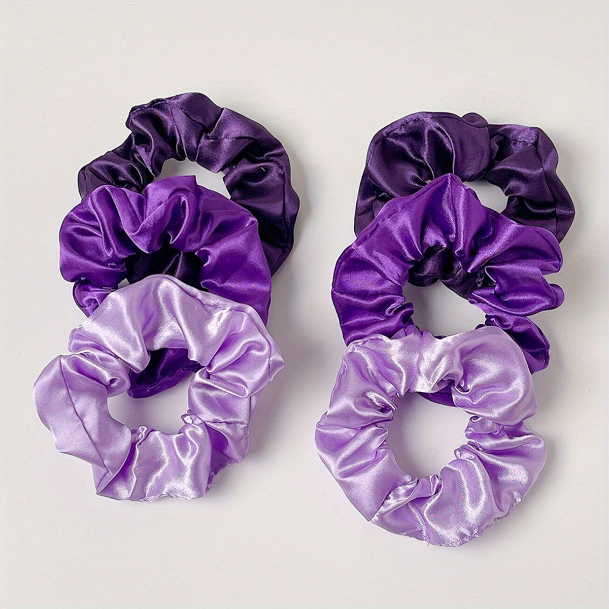 6pcs Purple Scrunchies Hair Tie Large Hair Rope Elegant Satin Ponytail Holder For Women Daily Use
