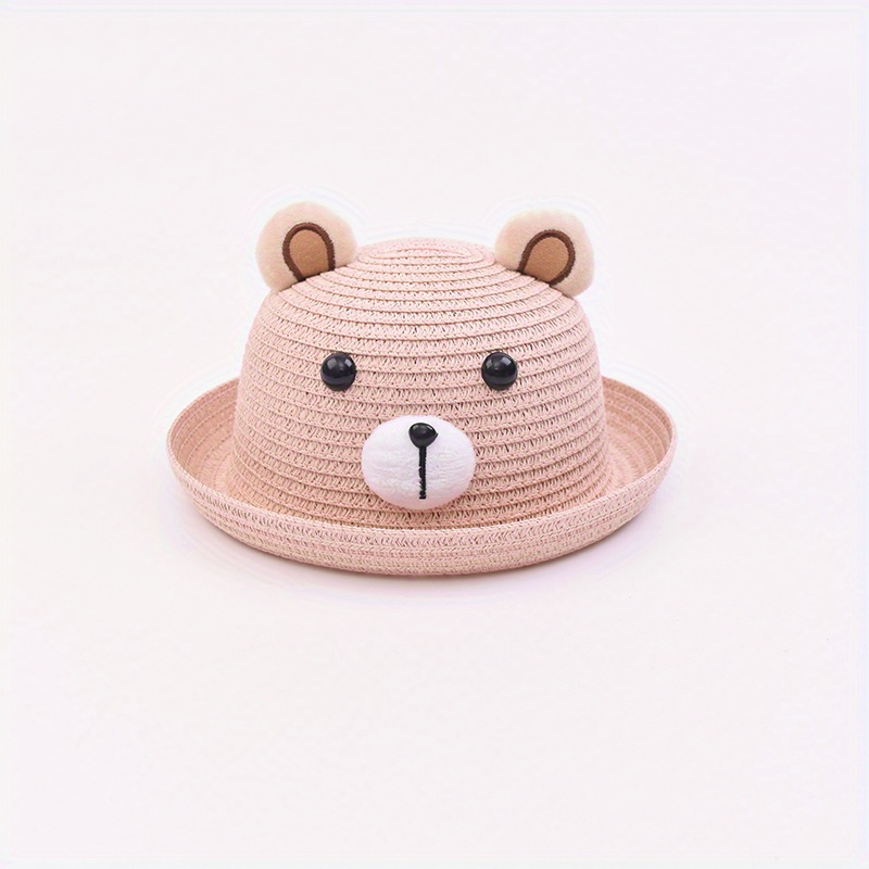 1pc Summer Kid's Bear Straw Hat, Cute & Sunproof Hat For Beach