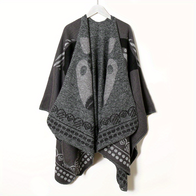 Boho Geometric Pattern Shawl Cashmere Wrap Thick Warm Cape