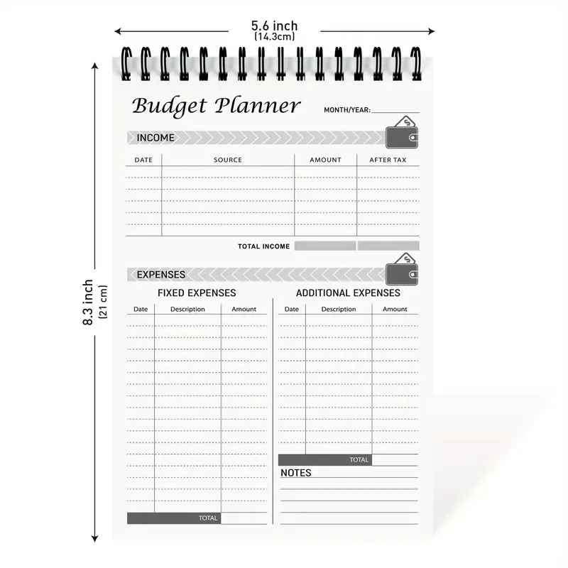 1pc Budget Planner - Organisateur financier mensuel avec carnet de