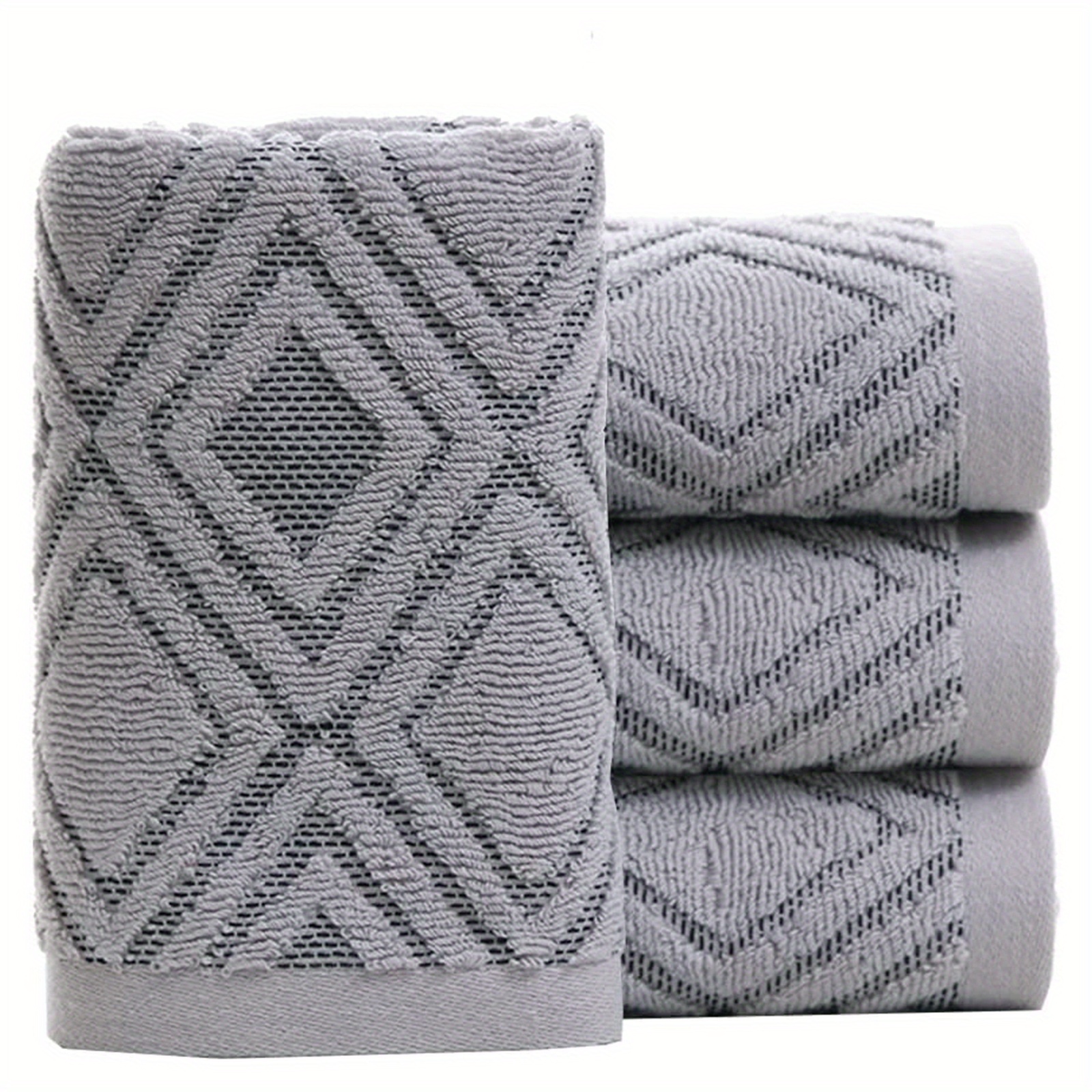 Rhombus Embossment Hand Towels Set High Quality Cotton Temu