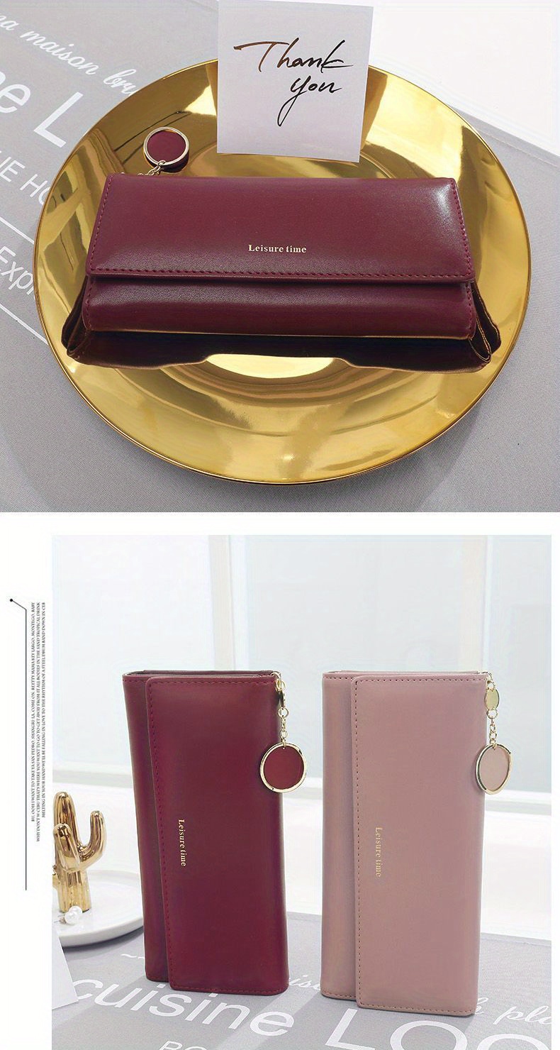 Simple Long Clutch Purse, Casual & Lightweight Large Capacity Wallets,  Portable Storage Bag With Pendant - Temu Germany