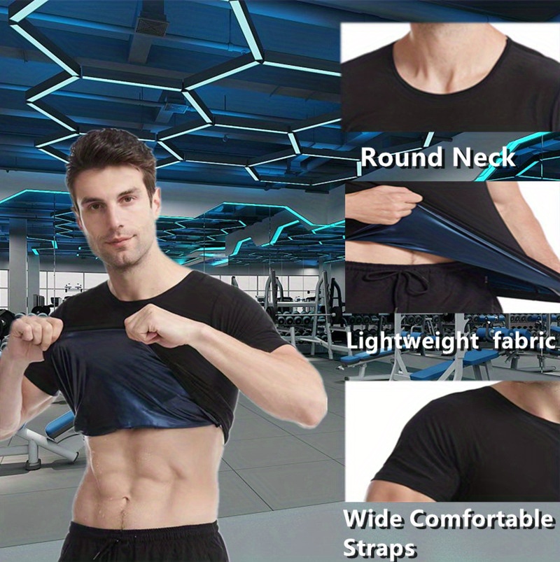 Men's U neck Sauna Suit Heat wicking Tight T shirt Gym - Temu