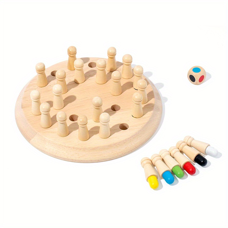 1set Wooden Two-player Memory Match Flip Board Game For Fun And Brain  Training