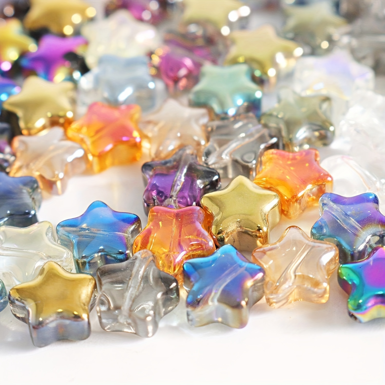 

100pcs 8mm Diy Star-shaped Beads Star-shaped Glass Spacer Beads Colored Star-shaped Beads For Handmade Jewelry Bracelet Necklace Making For Eid