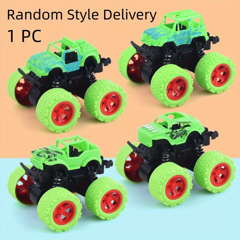 Voitures jouets pour enfants de 1 à 5 ans garçons filles Monster Trucks  Push & Go voiture jouet durable grandes roues 360 rotation Stunt jouet  véhicule (violet) vert