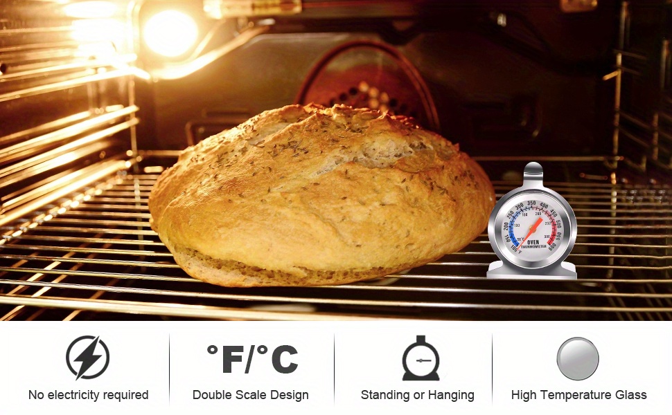 Termómetro para horno de cocina, juego de 2 termómetros para horno con  esfera de acero inoxidable, t TUNC Sencillez