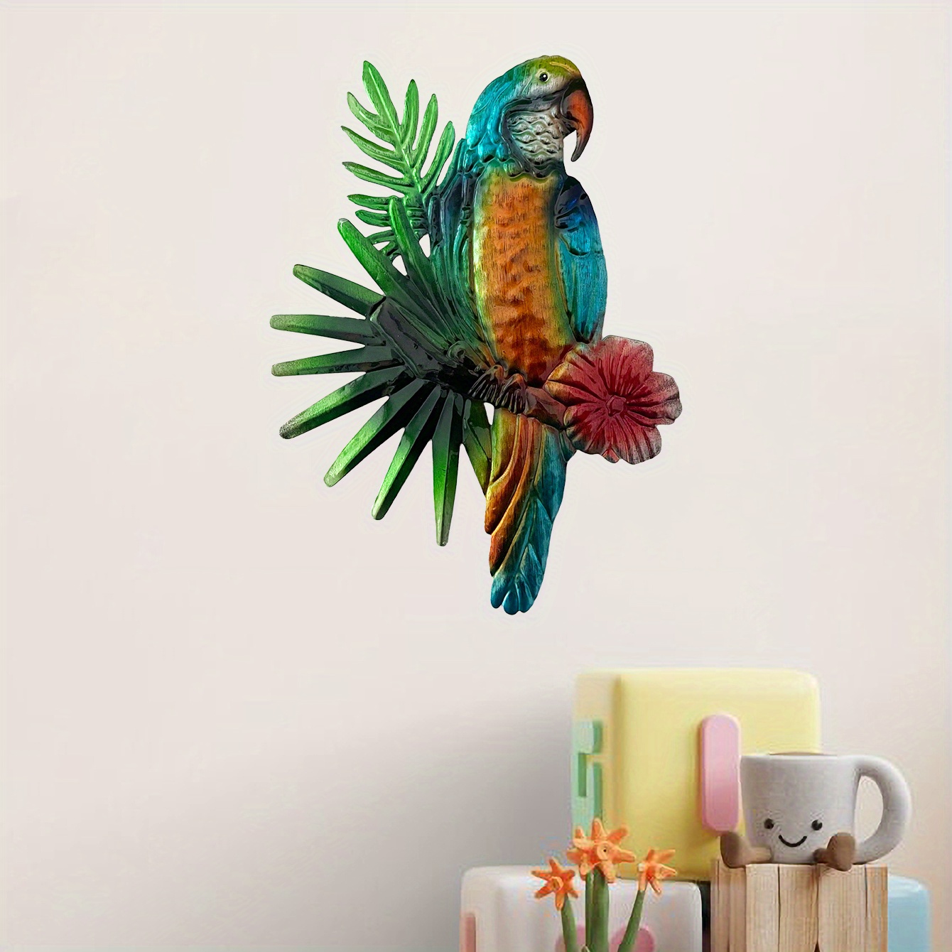 Metal Bird Wall Art Hanging Decor Handmade Colorful Parrot Temu