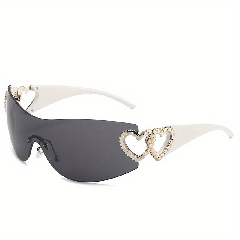 Gradient One Piece Sunglasses for Women & Men, Y2K Heart Hinge Design