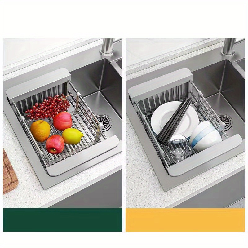 Retractable Drain Rack Kitchen Basket For Vegetables And - Temu