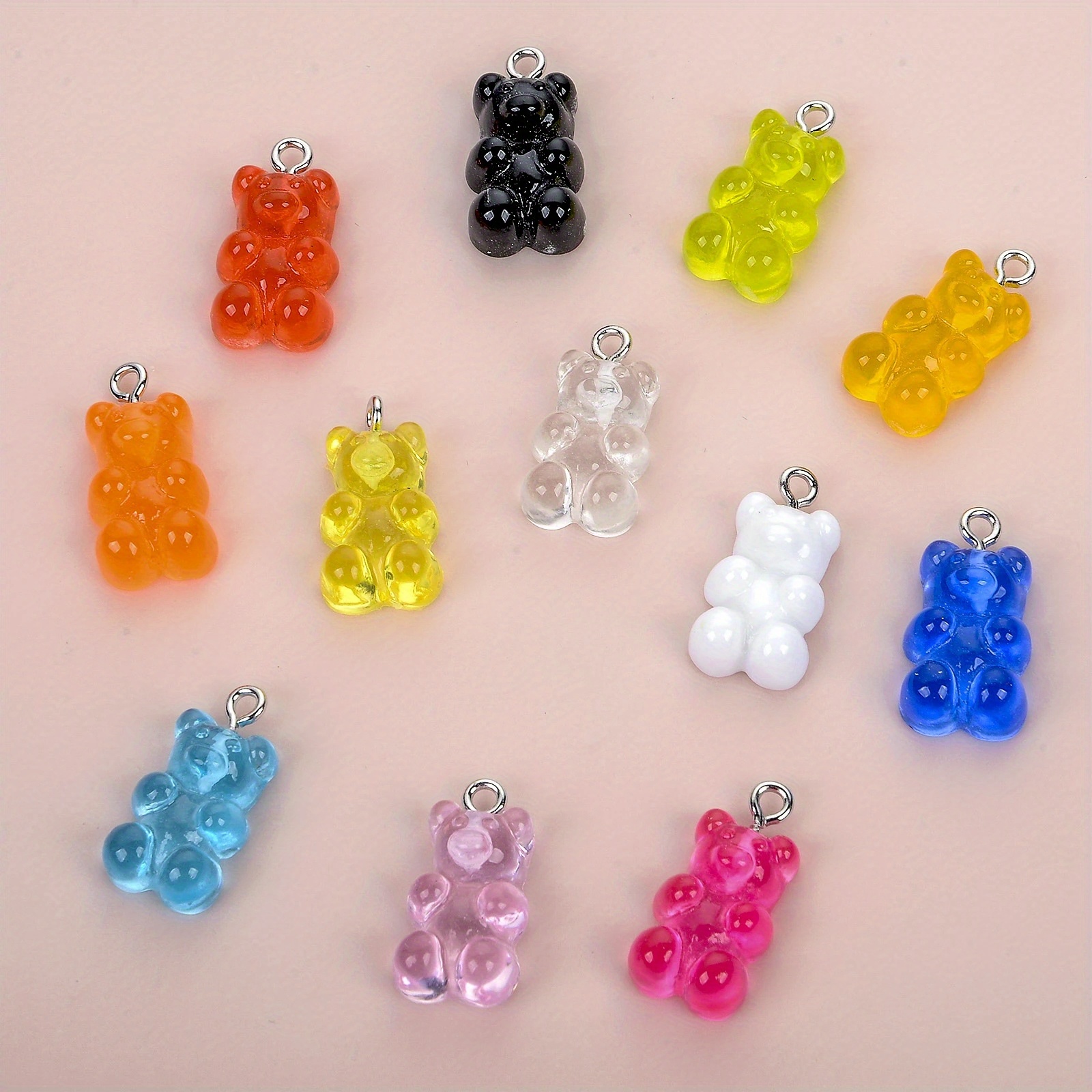 10pcs 10x20mm Resin Little Bear Transparent Gummy Bear Charms Mixed Color Acrylic Handmade Pendant for Necklace DIY Bracelet Jewelry Accessories