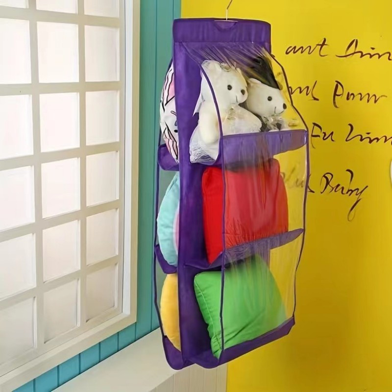 Clear Double-Sided Bag Organizer with 6 Pockets