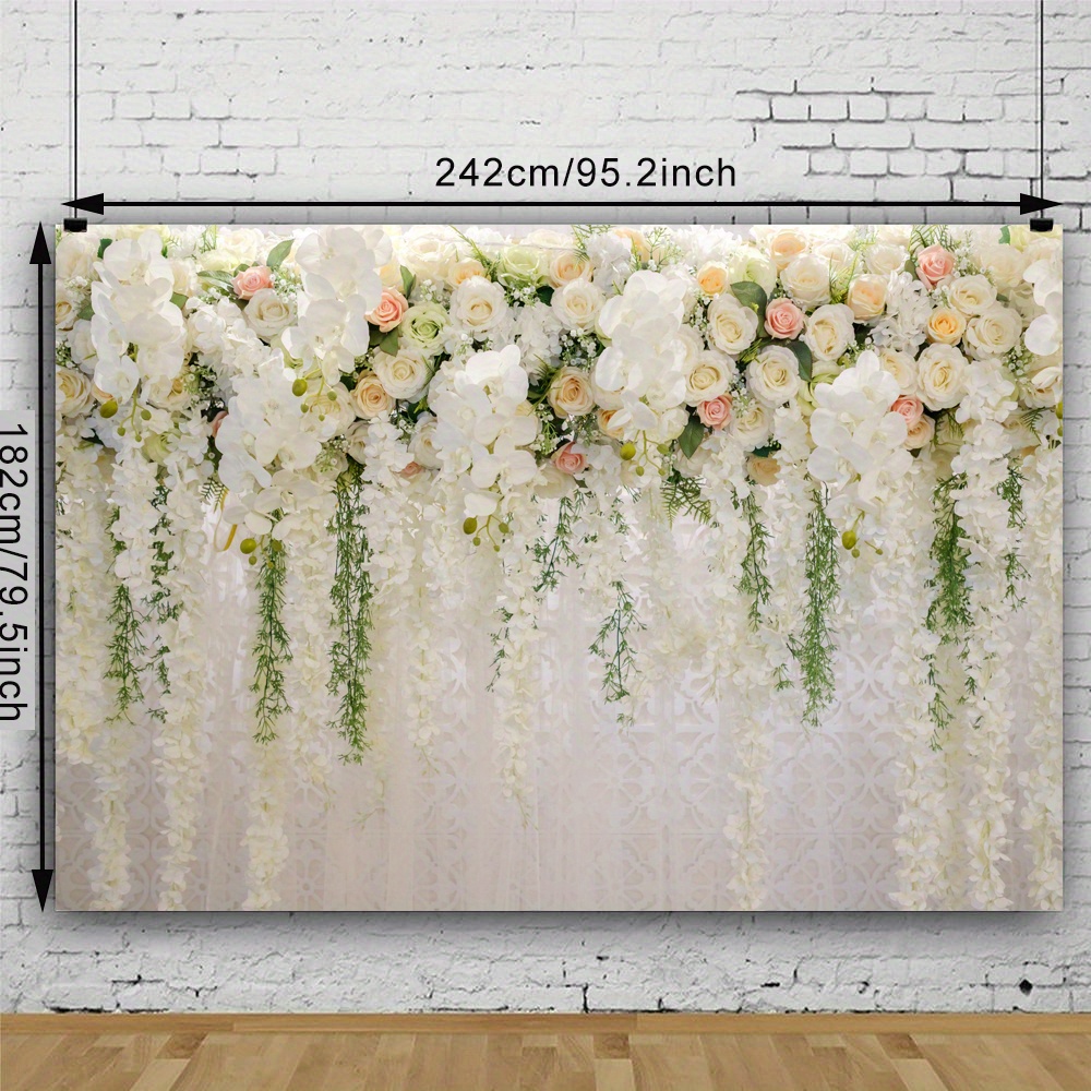 Bridal Shower Wall Backdrop White Green Wisteria Rose - Temu