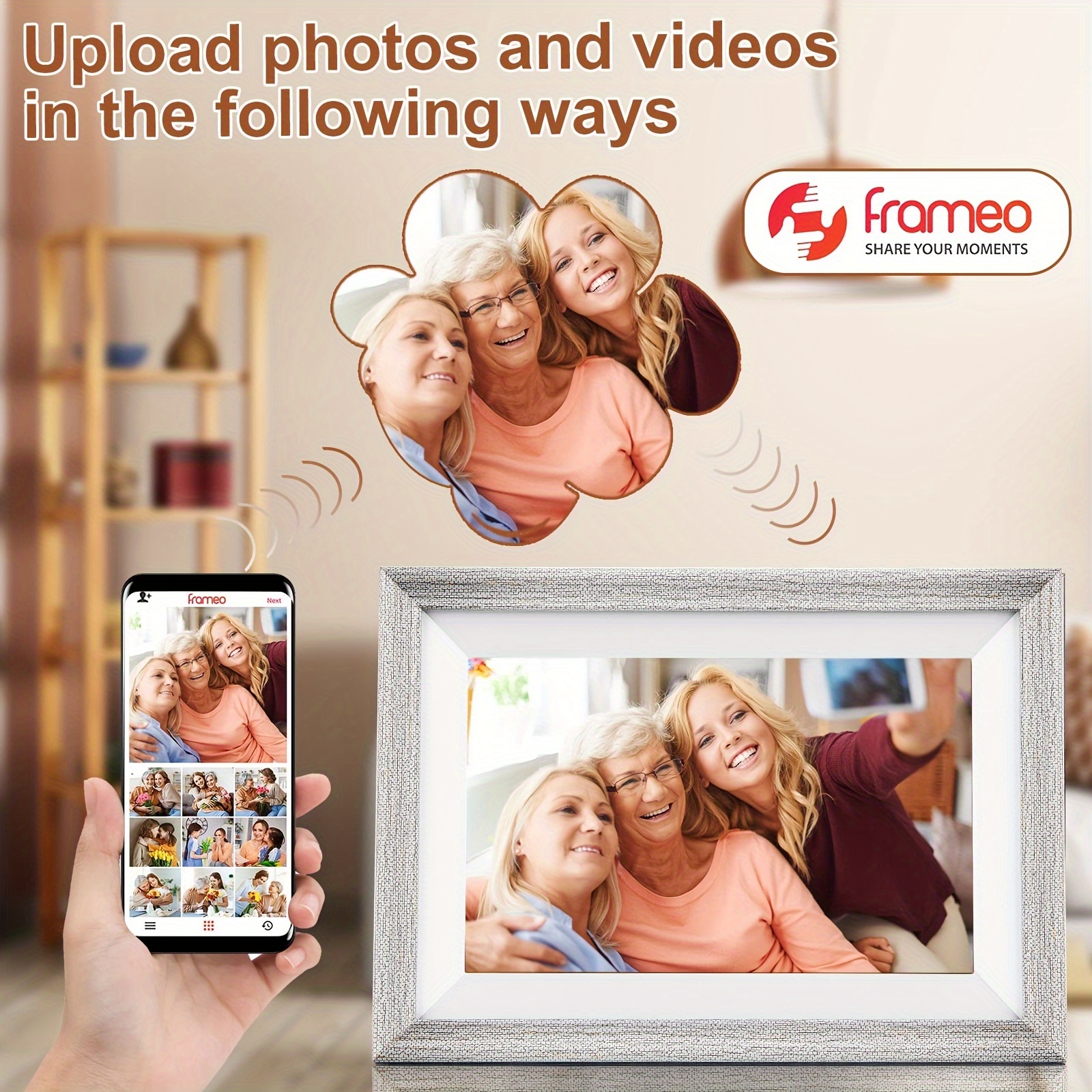  FUNCARE - Marco de fotos digital de 10.1 pulgadas con WiFi y  pantalla táctil IPS HD, rotación automática, atenuación automática, fácil  de compartir fotos y videos al instante desde cualquier lugar