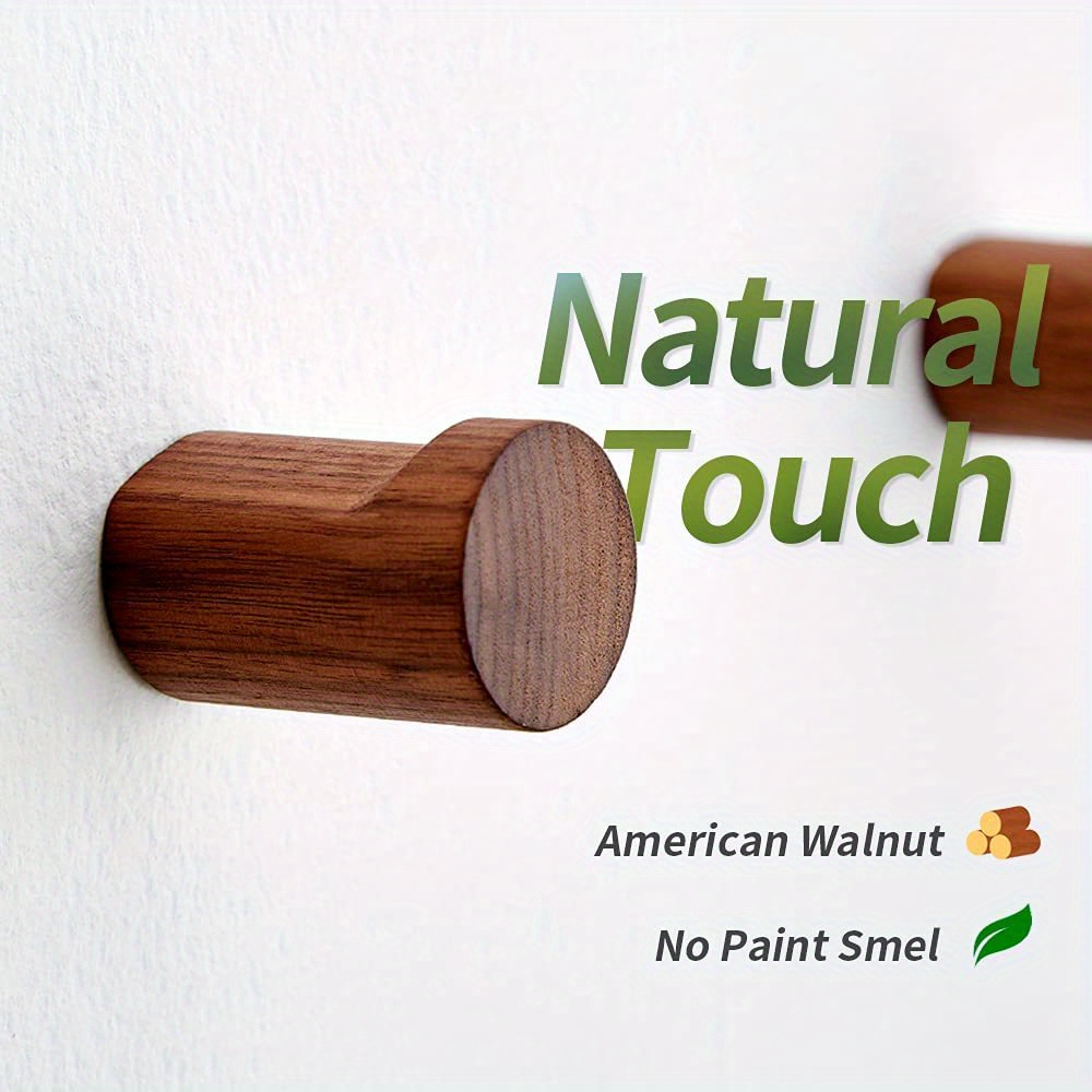 Natural Wood Wall Hooks Minimalist Hat Hanger Easy Install - Temu