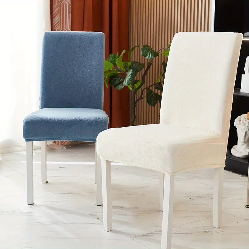 1pc dining chair cover stretch thickened plush solid color chair seat slipcover elastic chair cover furniture protector anti cat scratch for dining party hotel wedding details 3