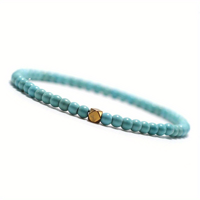 Natural Stone Turquoise Bead Bracelet for Men