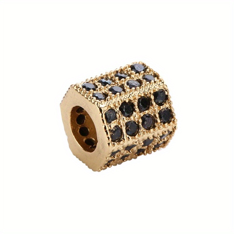 18k Gold Filled Beads CZ Micro Pave Tube Large Hole Spacer Beads, Cubic  Zirconia Spacer Beads, Gold Round Bead Spacer for Bracelet Making