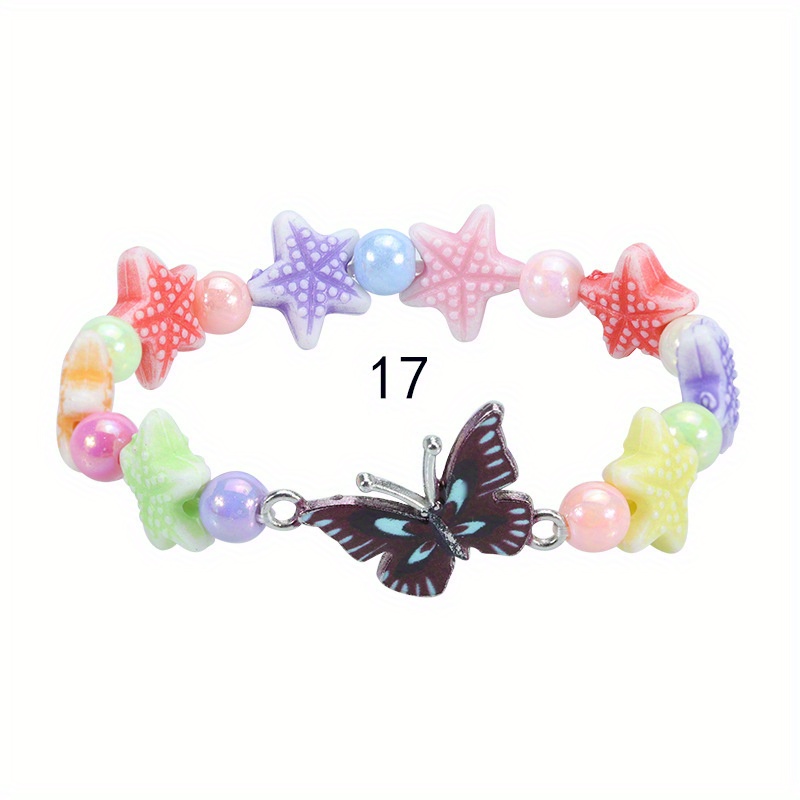 Children's Colorful Beaded Bracelet Cute Butterfly Charm - Temu