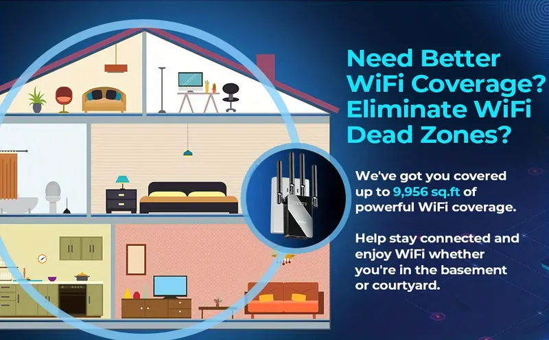 wifi extender wi fi booster wi fi range extender signal booster cover up to 9000 sq ft 35 devices wireless internet signal amplifier for home included ethernet port wi fi repeater easy setup details 1