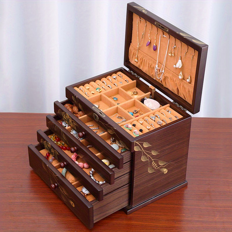 Handcrafted Wooden Jewelry Box Key Lock Featuring Hand - Temu Canada