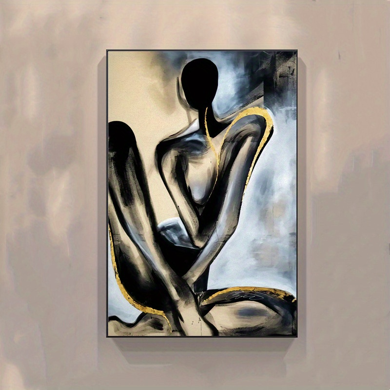 Nude woman wearing panties in bed pinturas para a parede • quadros
