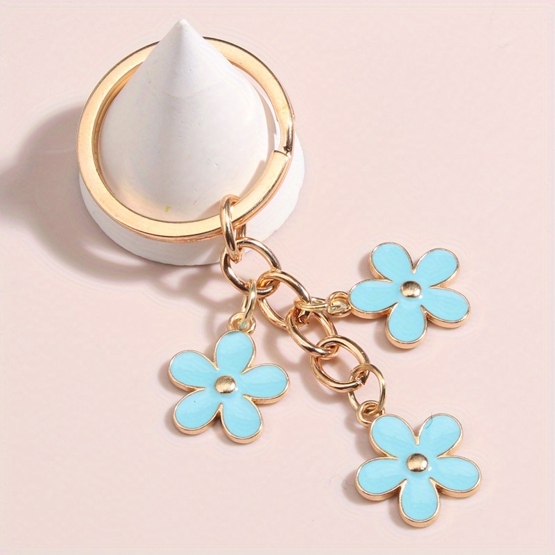 Blue flower key ring