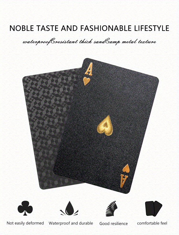 Cool Black Playing Cards, Waterproof Black-Gold Foil Poker Cards with Gift  Box, Great for Magic,Water Card Games and Party