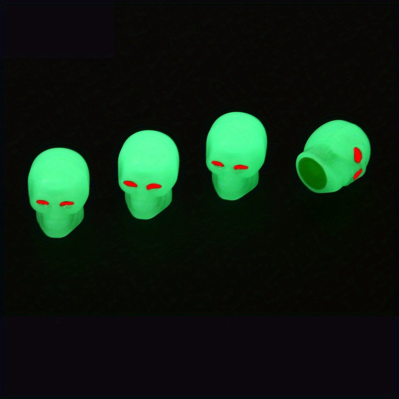 4Pcs Glow In Dark Green Car Tire Valve Stem Caps Cover Luminous Auto  Accessories