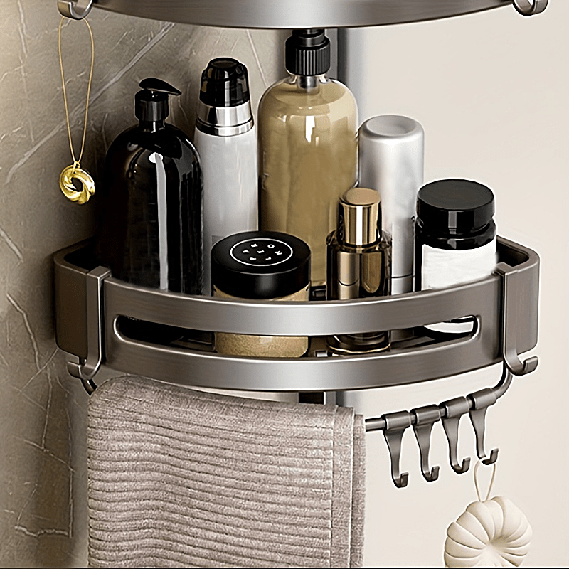 1pc Black Single Layer Right Angle Shelf Shower Caddy Shelf, Bathroom  Shower Rack, Aluminum Alloy Shelf, Punch-free Wall-mounted Bathroom Storage  Rack