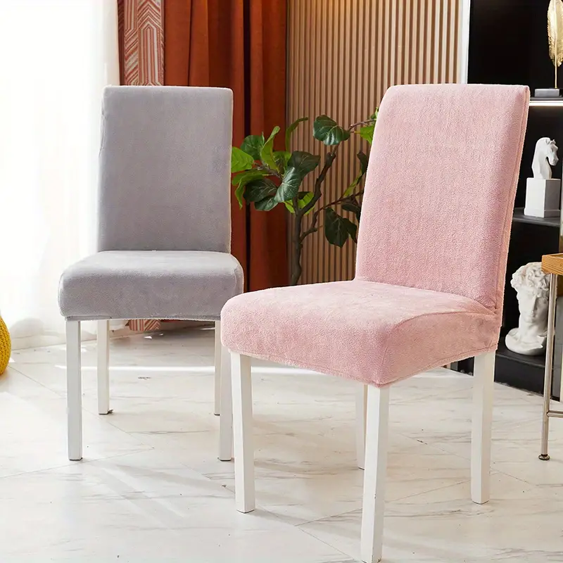 1pc dining chair cover stretch thickened plush solid color chair seat slipcover elastic chair cover furniture protector anti cat scratch for dining party hotel wedding details 2