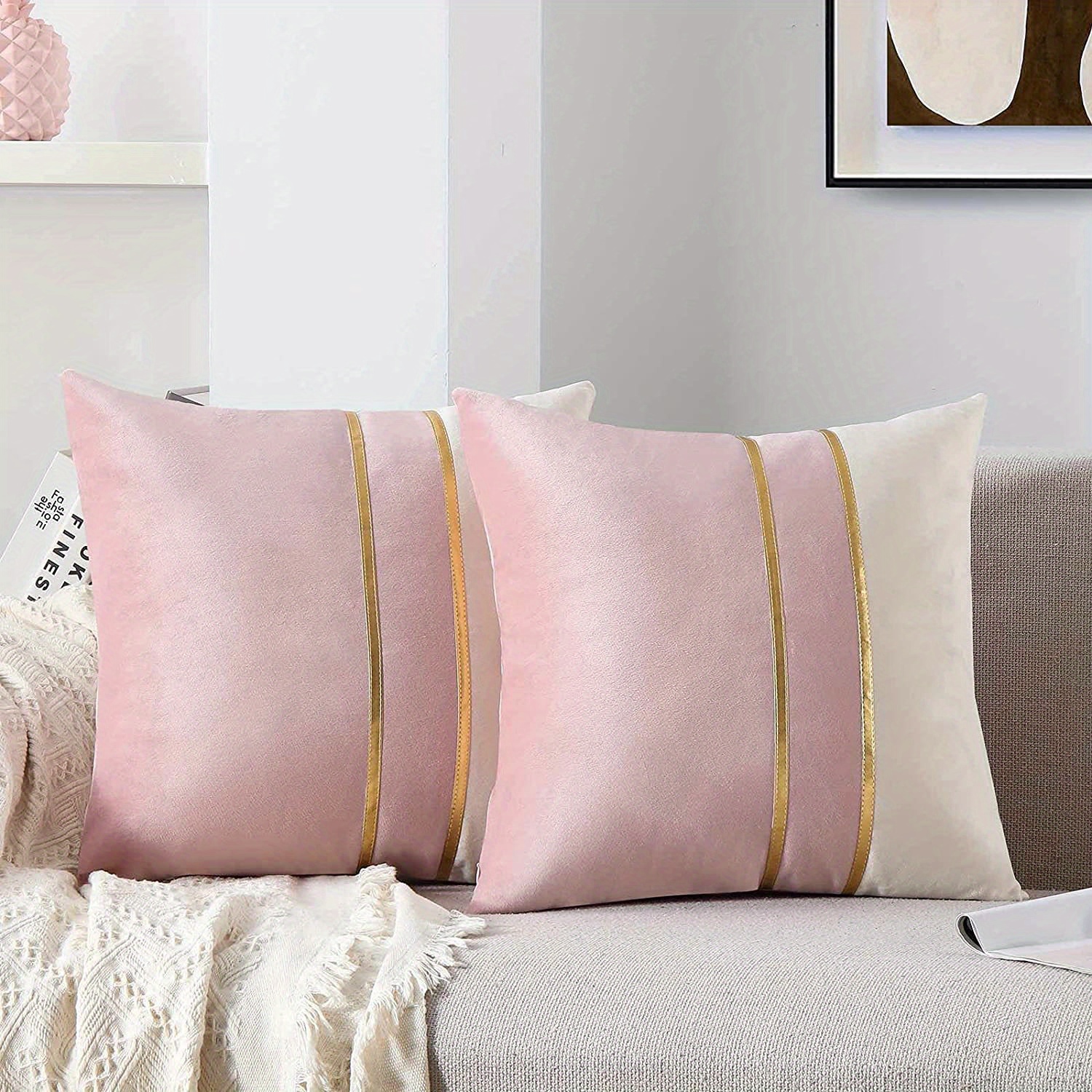 Luxury Velvet And Leather Patchwork Throw Pillow Covers - Temu