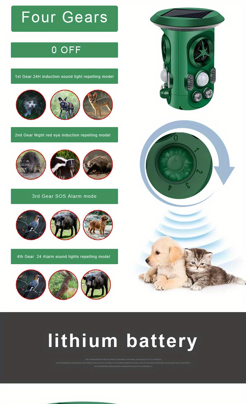 Solar Animal Repeller 360° Ultrasonic Animal Repeller Temu