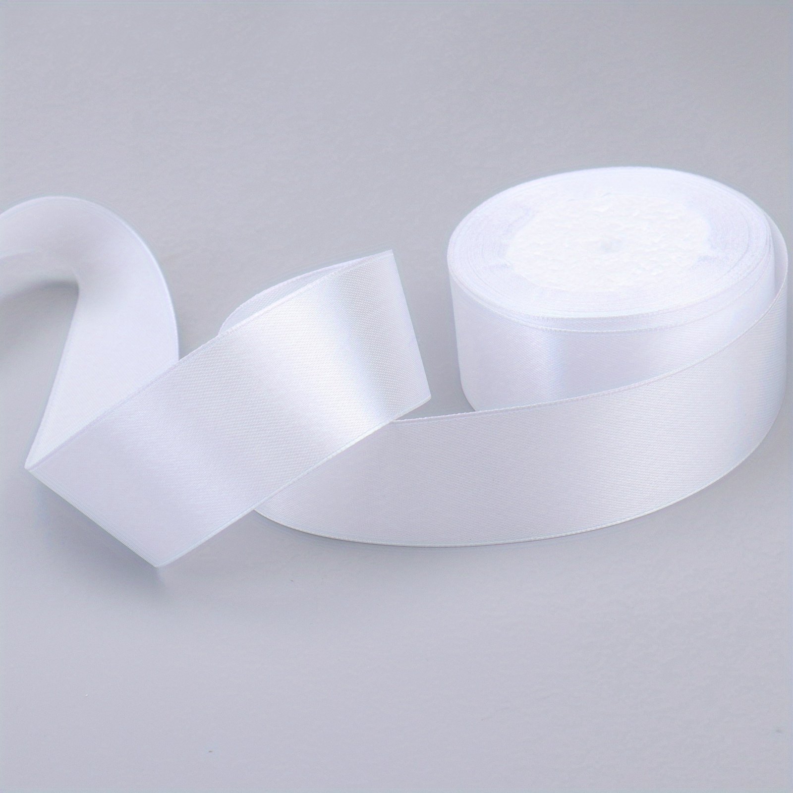 Swedin 2 Rolls (1”×50 Yards, 1/2”×50 Yards) White Satin Ribbon for Gift  Wrapping, Decoration, Bow Making & Other Projects