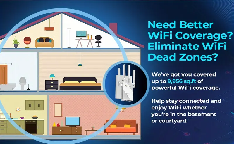 1pc wifi extender wi fi booster wi fi range extender signal booster cover up to 9000 sq ft 35 devices wireless internet signal amplifier for home included ethernet port wi fi repeater easy setup white details 1