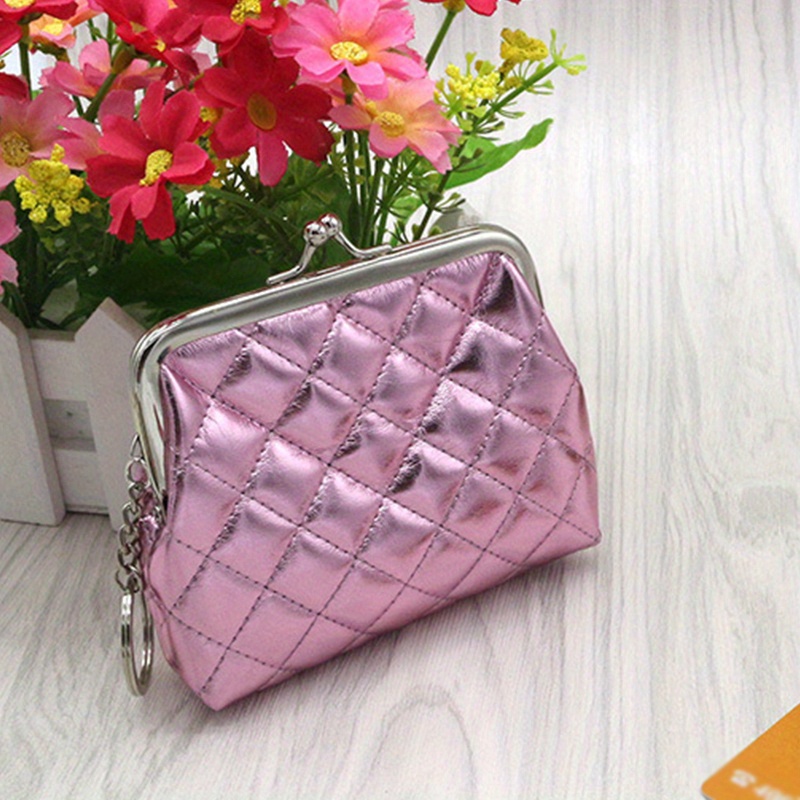 1pc Pink Women's Small Coin Purse Clutch Bag With Key Holder For Coins,  Cards And Keys