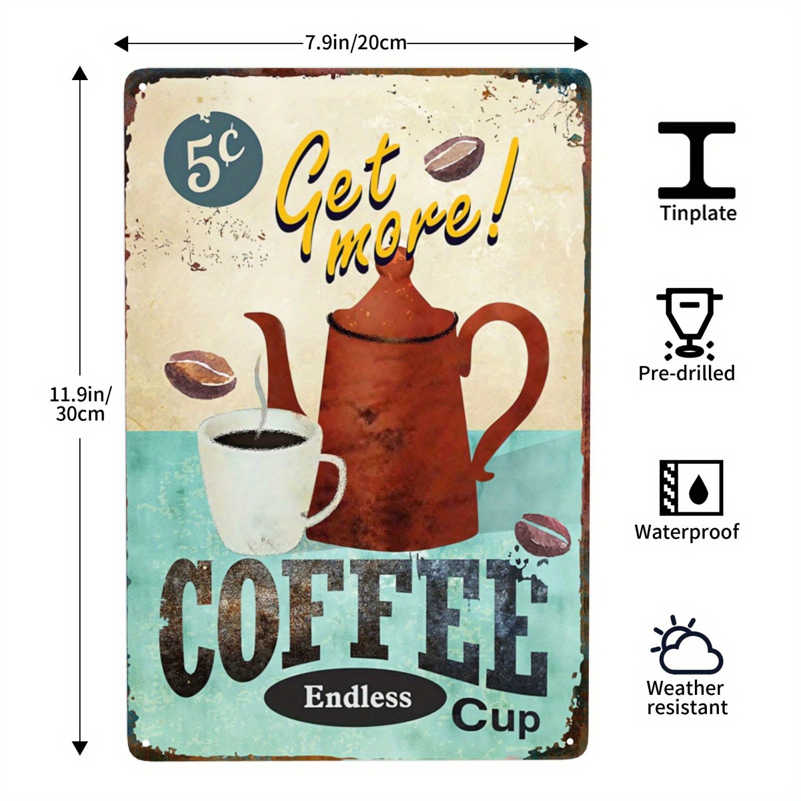 Vintage Coffee Bar Tin Sign Kitchen Coffee Bar Wall Decor - Temu